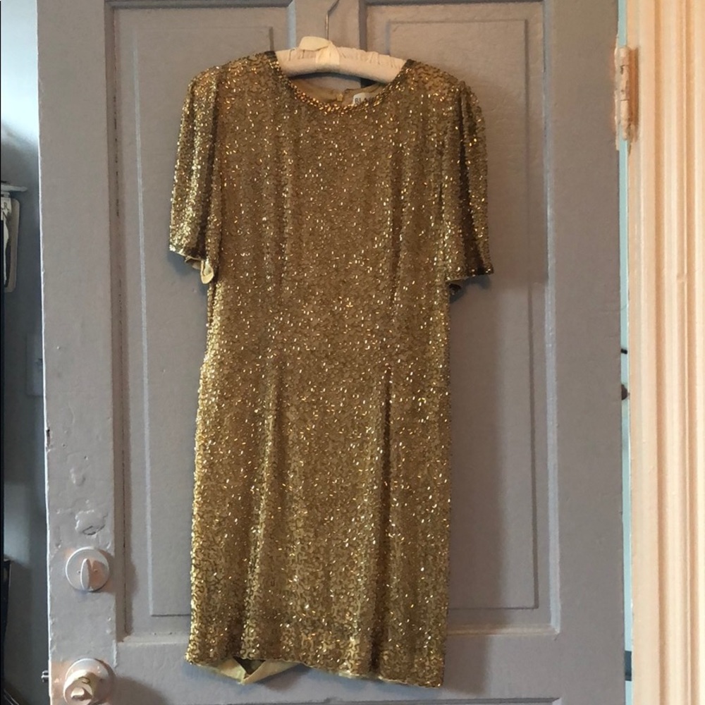 Heavy Gold beaded silk dress